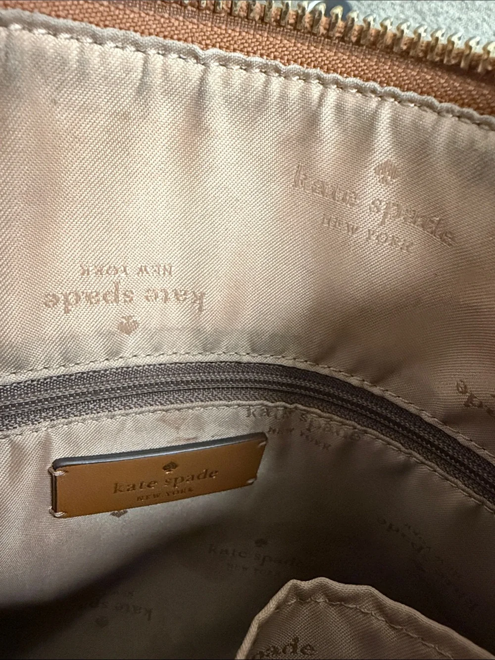 kate spade Tan Pebbled Leather Shoulder Bag with Adjustable Strap